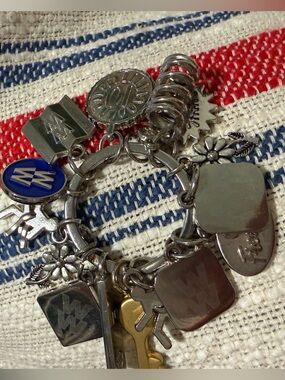 Weight Watchers Silver-Tone Charm Bracelet with Blue Enamel Accent